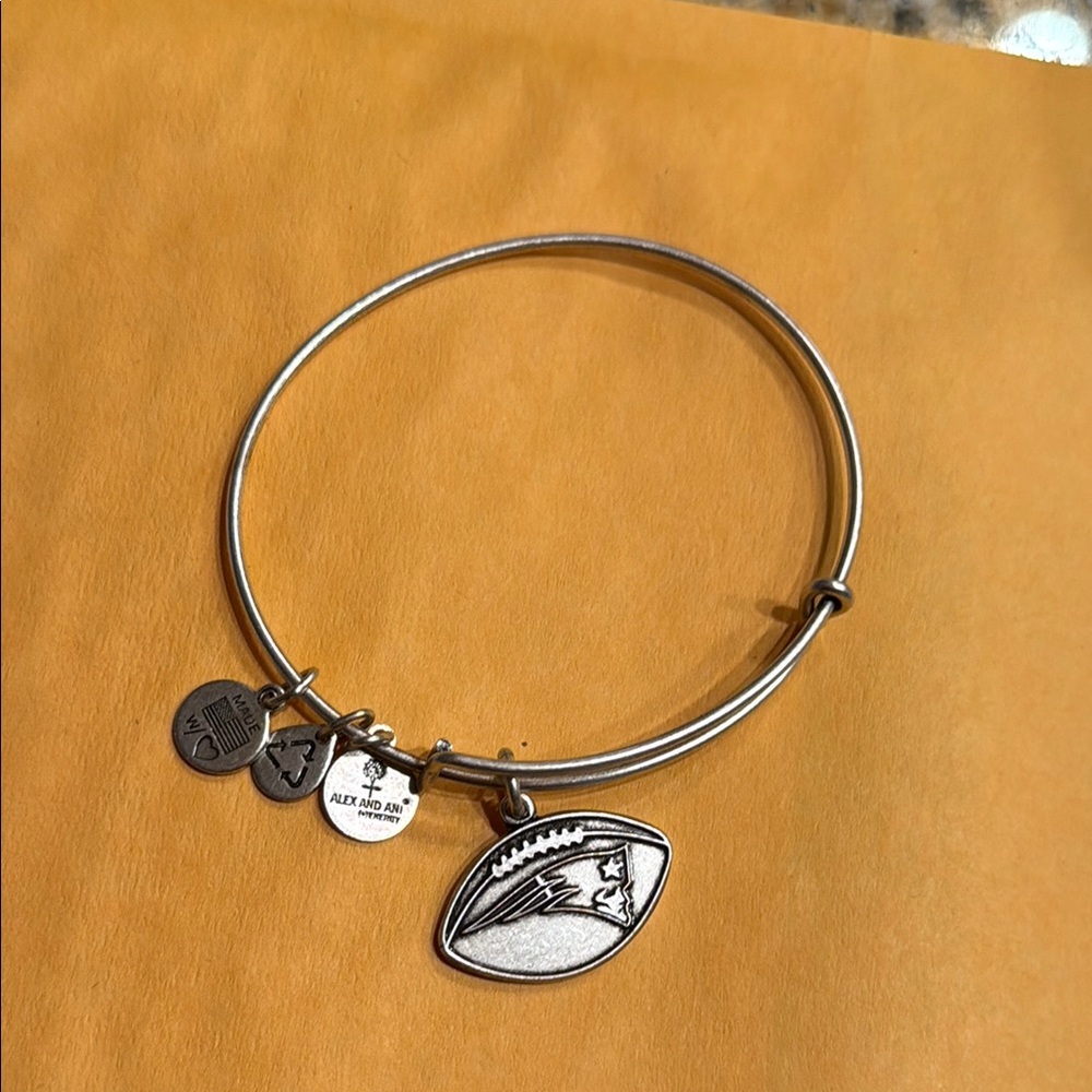 Alex and Ani Silver Patriots Football Charm Bracelet